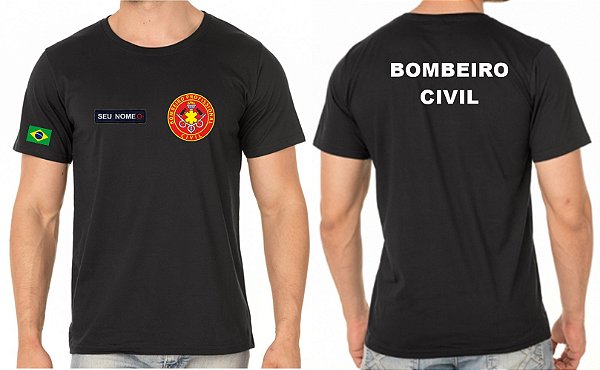 Camiseta Algodão Masculino Bombeiro Civil Bordado