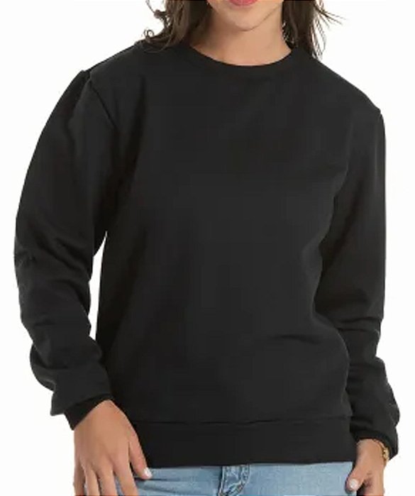 Blusão Moletom Feminino - Preto