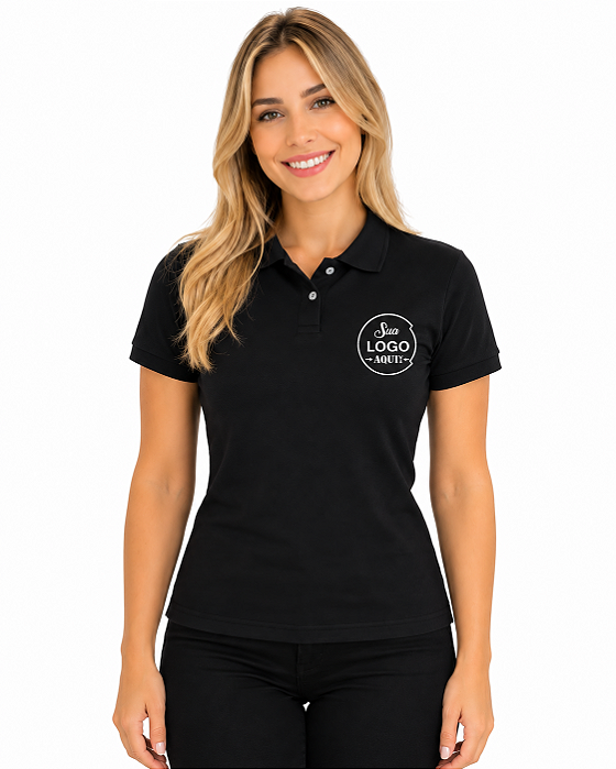 Camisa Polo Feminino Personalizado SUA LOGOMARCA Bordada Peito