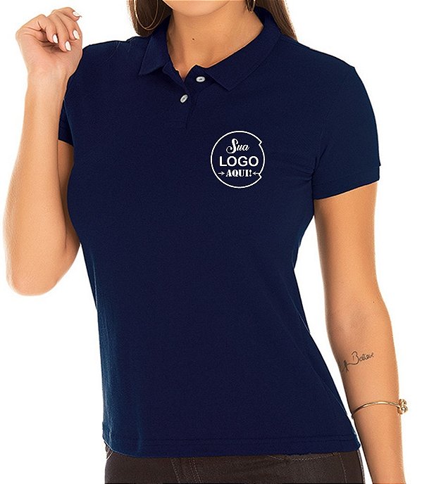 Camisa Polo Feminino Personalizado Sua Logomarca Bordada Peito
