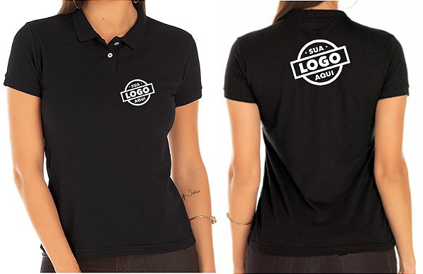 Camisa Polo Feminino Personalizado Sua Logomarca Bordado Peito e Costas