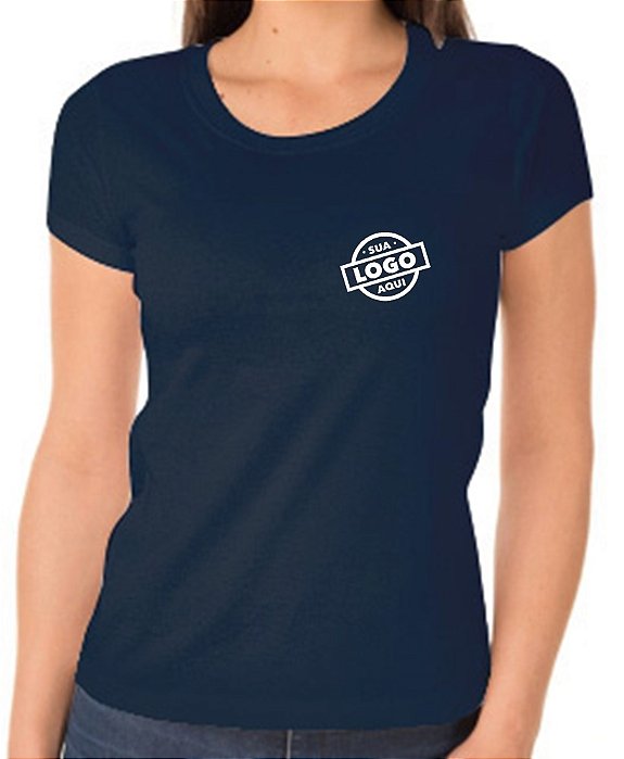 Camiseta Algodão Feminino Personalizada Sua Logomarca Bordado Peito