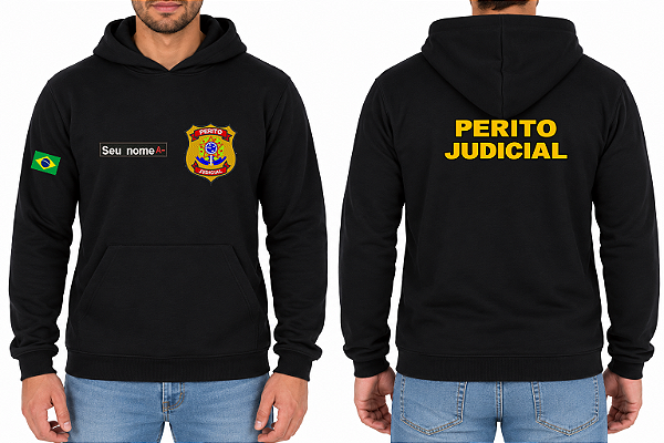 Casaco Moletom Masculino Capuz e Bolso PERITO JUDICIAL Bordado