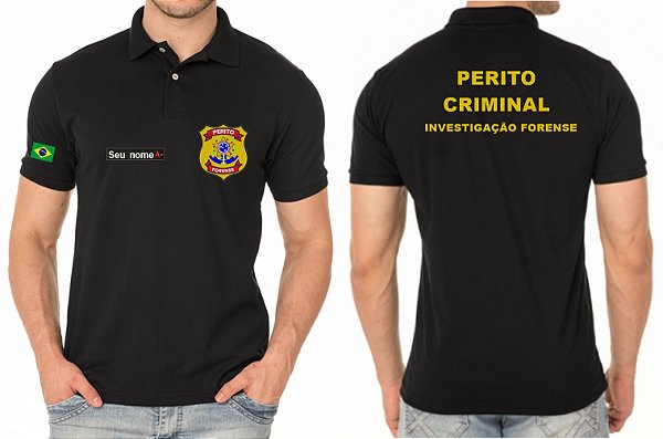 Camisa Polo Masculino PERITO CRIMINAL INVESTIGAÇÃO FORENSE Bordado