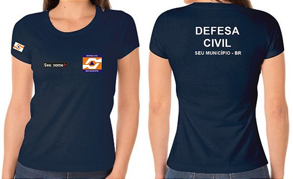 Camiseta Algodão Feminino Defesa Civil Bordado