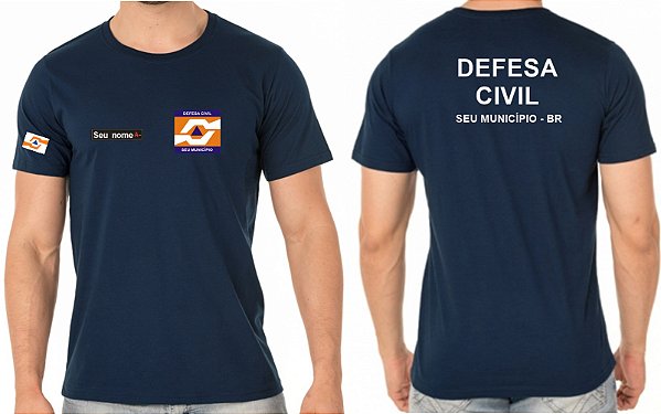 Camiseta Algodão Masculino Defesa Civil Bordado