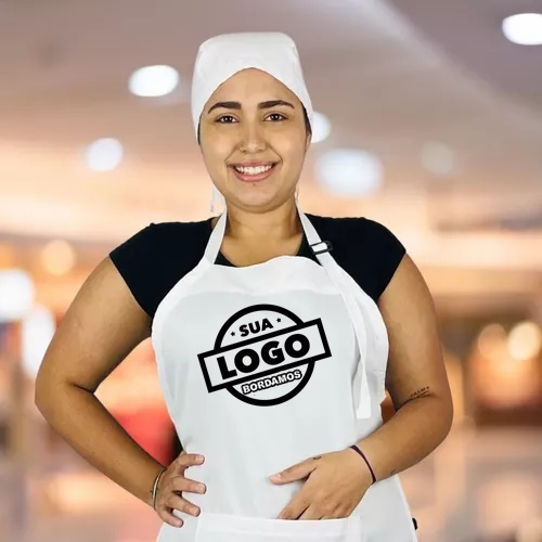 AVENTAL OXFORD PERSONALIZADO SUA LOGOMARCA BORDADO - BRANCO