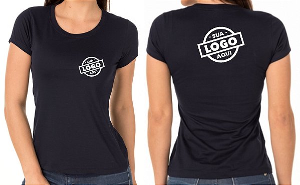 Camiseta Algodão Feminino Personalizada Sua Logomarca Bordado Peito e Costas