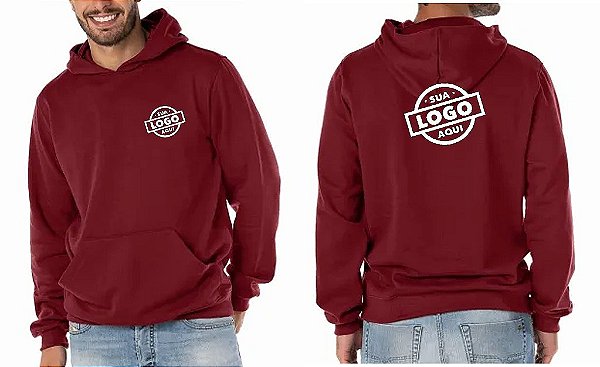 Casaco Moletom Capuz e Bolso Personalizado SUA LOGOMARCA Bordado