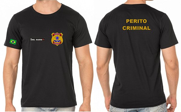 Camiseta Algodão Masculino PERITO CRIMINAL Bordado