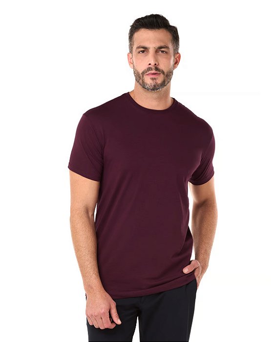 Camiseta Algodão Egípcio Masculina Bordô