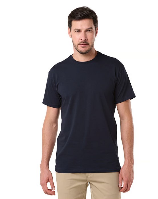 Camiseta Algodão Egípcio Masculina Azul Marinho