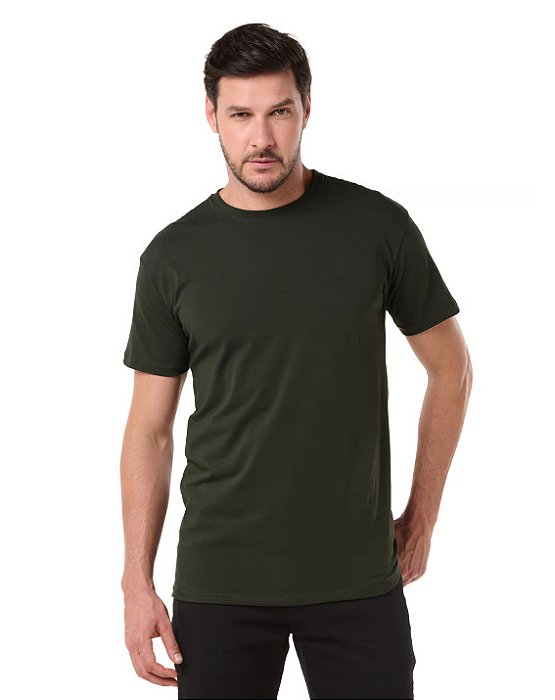 Camiseta Algodão Egípcio Masculina Verde Musgo