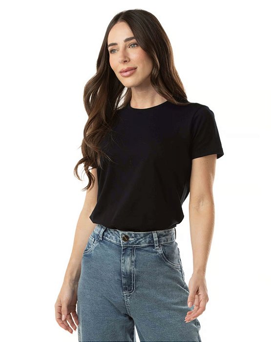 Camiseta Algodão Egípcio Feminina Preta