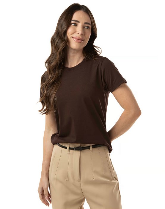 Camiseta Algodão Egípcio Feminina Marrom