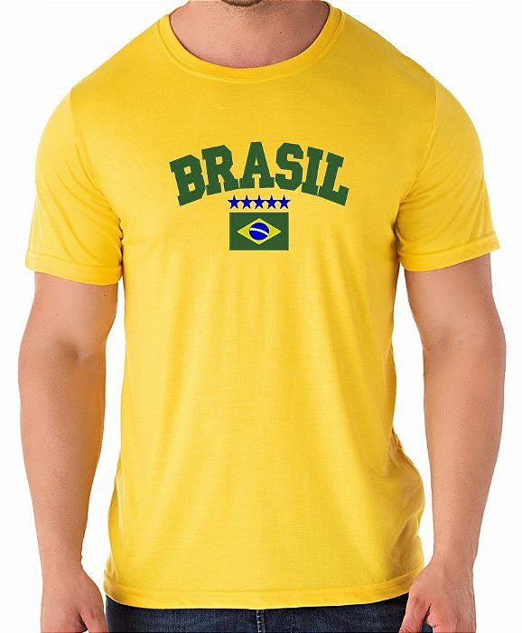 Camiseta Masculino Malha Fria T-shirt Copa Brasil Bordado