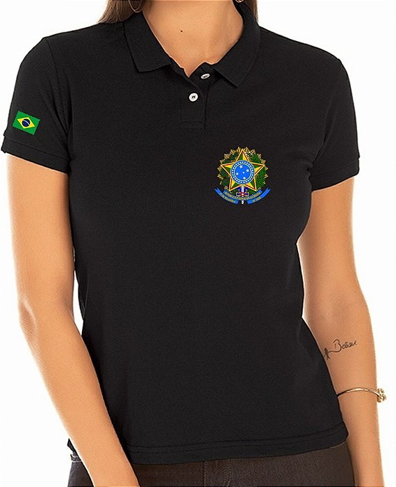 CAMISA POLO FEMININO BRASÃO FEDERAL BORDADO