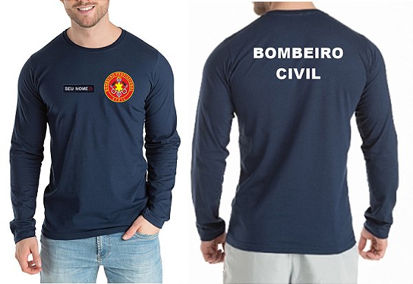 Camiseta Masculina Manga Longa BOMBEIRO CIVIL Bordado