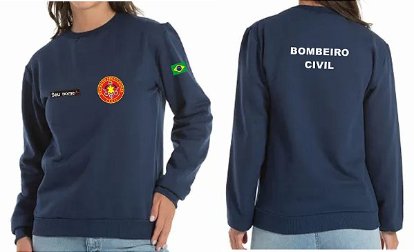 Casaco Moletom Blusão Feminino BOMBEIRO CIVIL Bordado