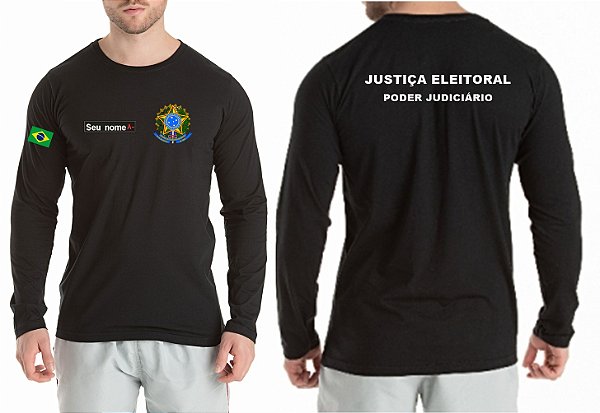 CAMISETA MASCULINO MANGA LONGA JUSTIÇA ELEITORAL BORDADO