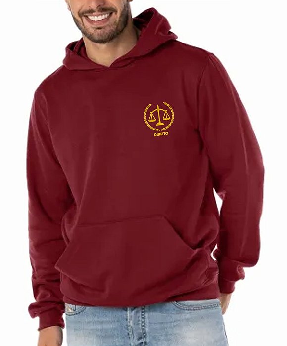 Casaco Moletom Capuz e Bolso Masculino DIREITO Bordado