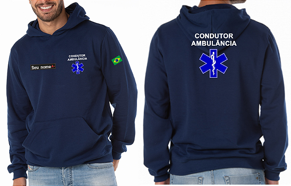 Casaco Moletom Capuz e Bolso CONDUTOR AMBULÂNCIA mod3 Bordado