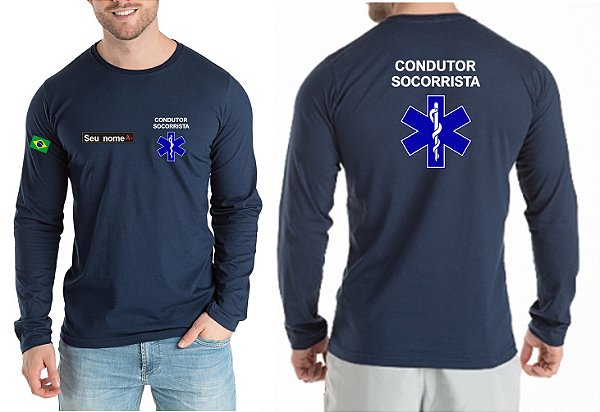 Camiseta Masculino Manga Longa CONDUTOR SOCORRISTA Bordado
