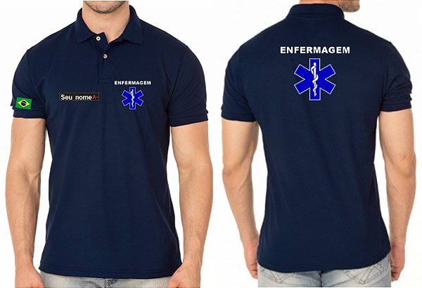 Camisa Polo Masculino ENFERMAGEM + CRUZ VIDA Bordado