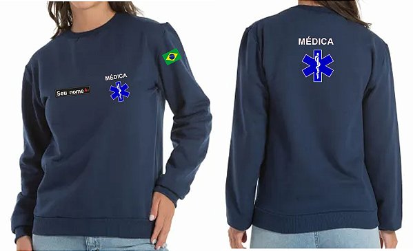 Casaco Moletom Blusão Feminino MÉDICA + CRUZ VIDA Bordado