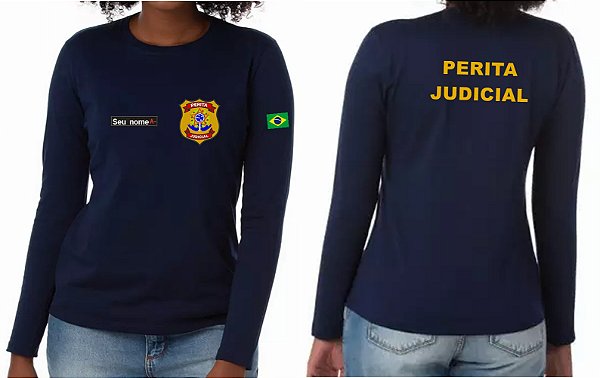 Camiseta Feminina Manga Longa PERITA JUDICIAL Bordado