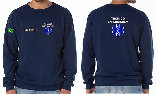 Casaco Moletom Blusão Masculino TÉCNICO ENFERMAGEM + CRUZ VIDA Bordado