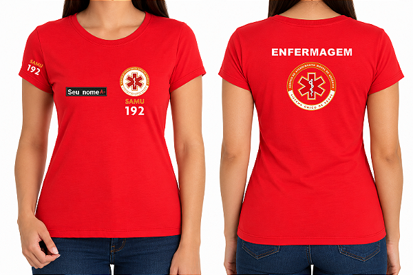 Camiseta Feminina ENFERMAGEM SAMU Bordado