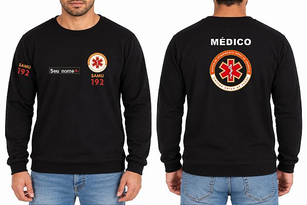 Casaco Moletom Blusão Masculino MÉDICO SAMU Bordado