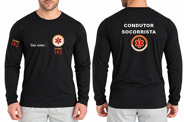 Camiseta Masculino Manga Longa CONDUTOR SOCORRISTA SAMU Bordado