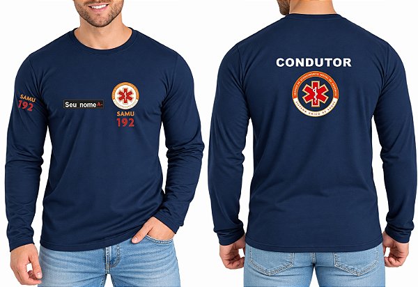 Camiseta Masculino Manga Longa CONDUTOR SAMU Bordado