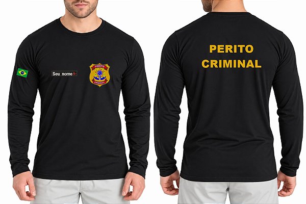 Camiseta Masculino Manga Longa PERITO CRIMINAL Bordado