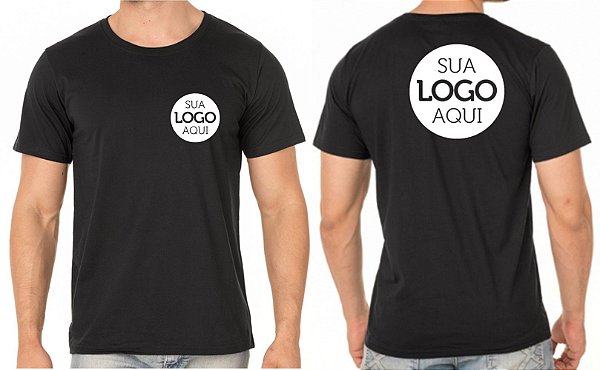 Camiseta Algodão Masculino Personalizada Sua Logomarca Bordado Peito e Costas