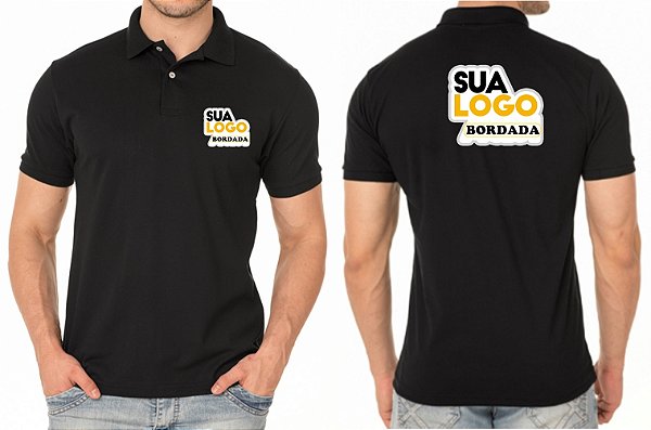 Camisa Polo Masculino Personalizado Sua Logomarca Bordado Peito e Costas