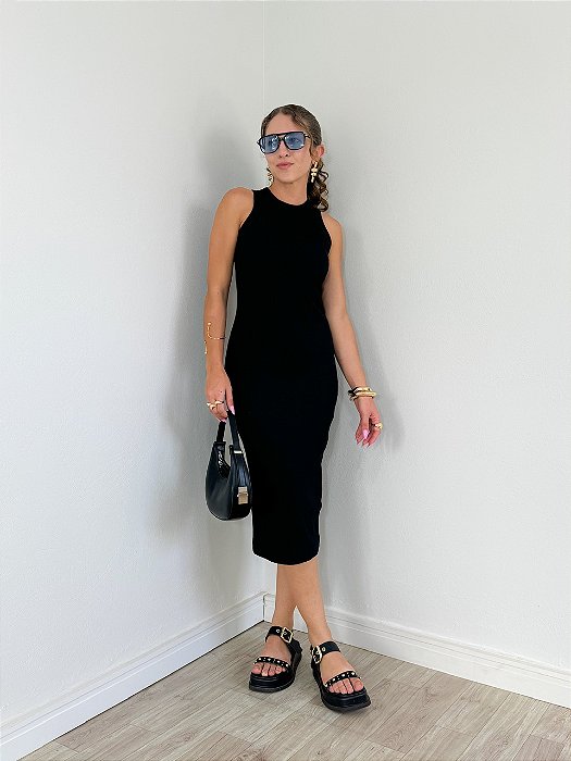 Vestido Regata Midi Preto