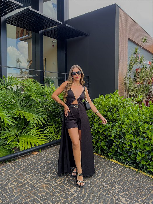 Conjunto Bangú Túnica Preto