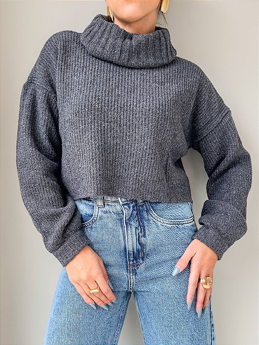Tricô Cropped Beatriz Chumbo