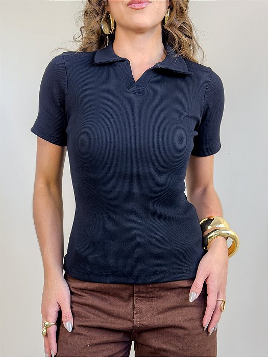 Blusa Gola Polo Basic Preta