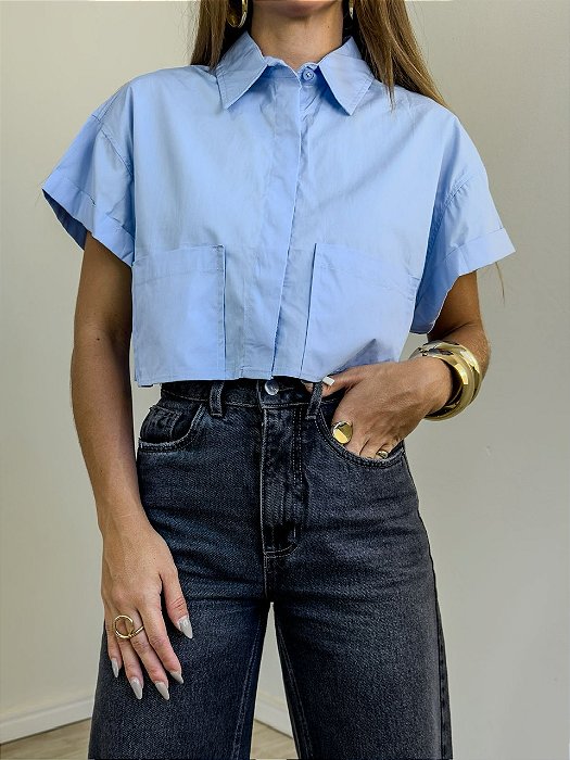 Camisa Cropped Matilde Azul