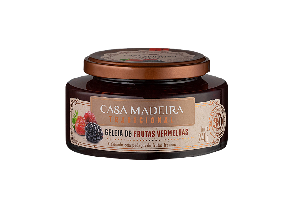 Geleia Tradicional de Frutas Vermelhas com pedaços 240gr