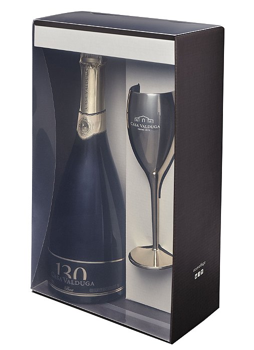 Kit Espumante 130 Brut Tradicional 750 ml + Taça Dourada