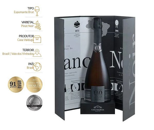 Kit Espumante 130 Brut Blanc De Noir Com Embalagem especial