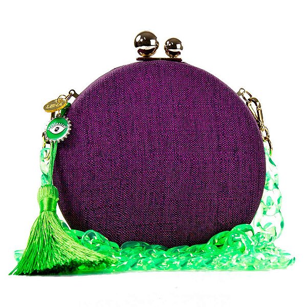 Bolsa De Mão Clutch Roxo e Verde Festa Casamento Formatura