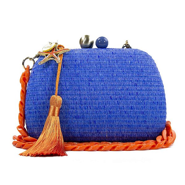 Bolsa De Mão Clutch Festa Formatura Casamento Azul e Laranja