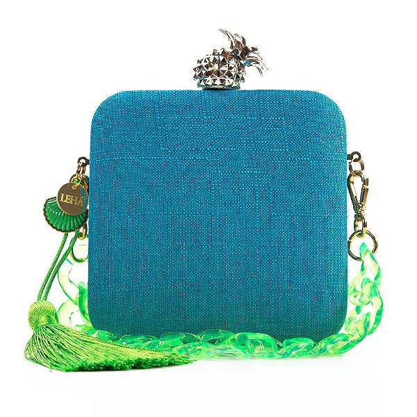 Bolsa De Mão Clutch Festa Casamento Formatura Azul e Verde