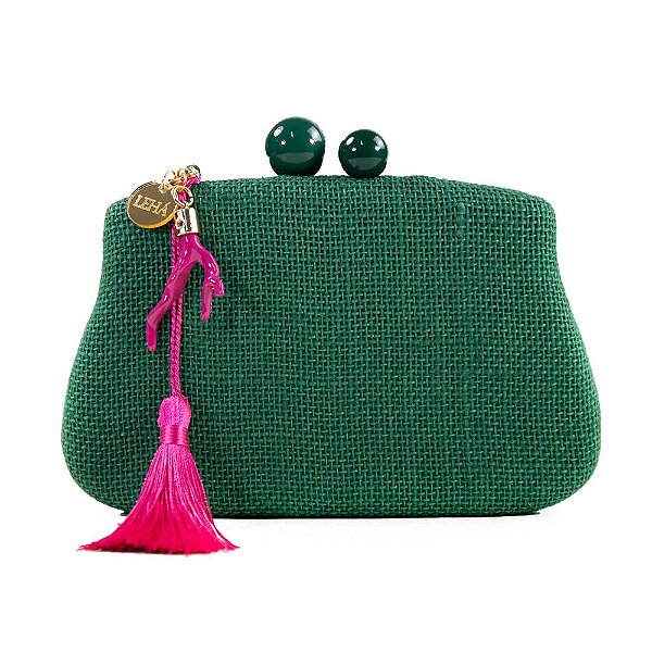 Bolsa Pequena Clutch Festa Casamento Formatura Verde e Pink